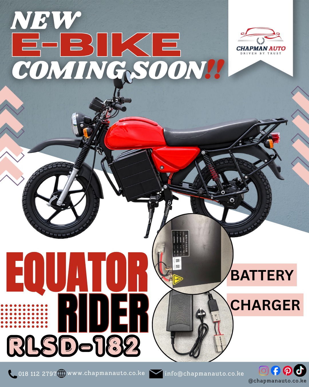 New E-Bike Coming Soon — Equator Rider RLSD-182 — Chapman Auto